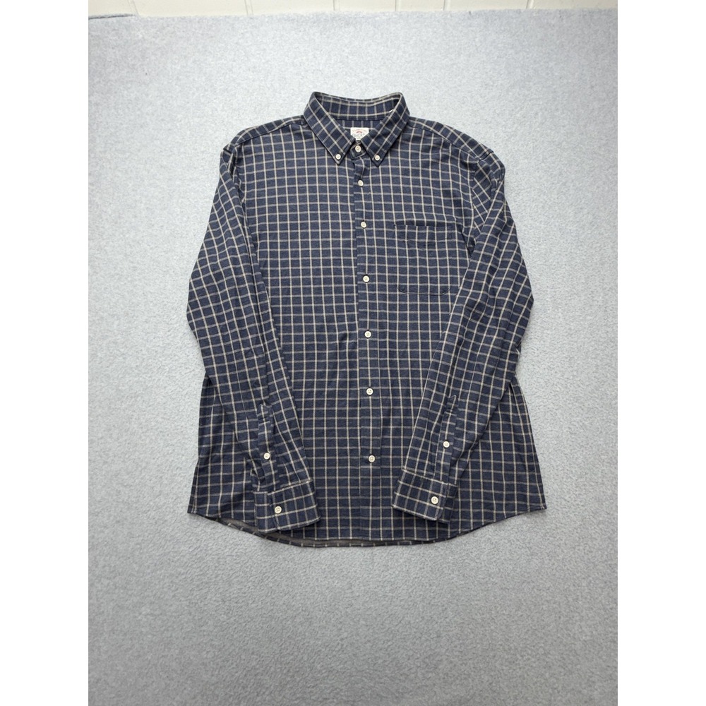 Faherty Shirt Mens XL Blue Check Flannel Long Sleeve Button Supima Cotton Casual